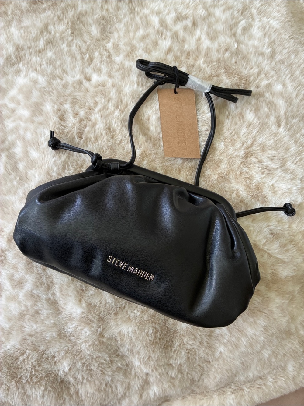 Steve Madden Black Gathered Crossbody Clutch